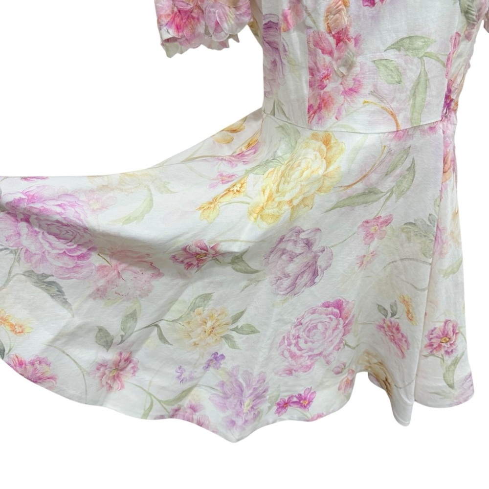 Antonio Melani Iris Linen 3D Floral Print Mockneck Short Sleeve Dress Ivory NWT - Picture 5 of 16